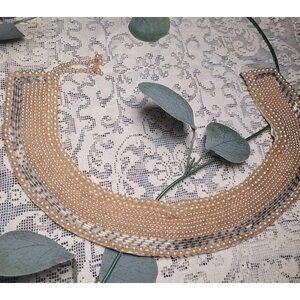 Pearl beaded peter pan collar necklace - vintage Baar & Beards 1940s-50s